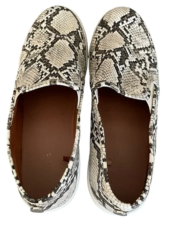 Express White and Black Snake-Print Slip-On Sneakers - Picture 5 of 8